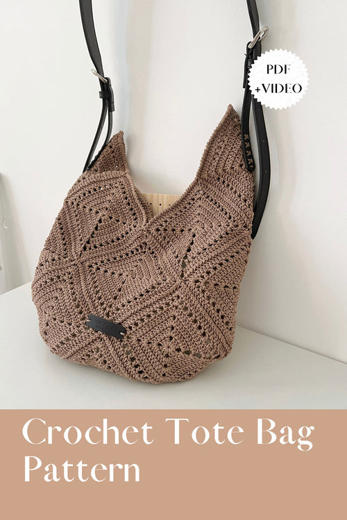 Crochet Granny Square Tote Bag Pattern (Digital PDF + Video Tutorial)