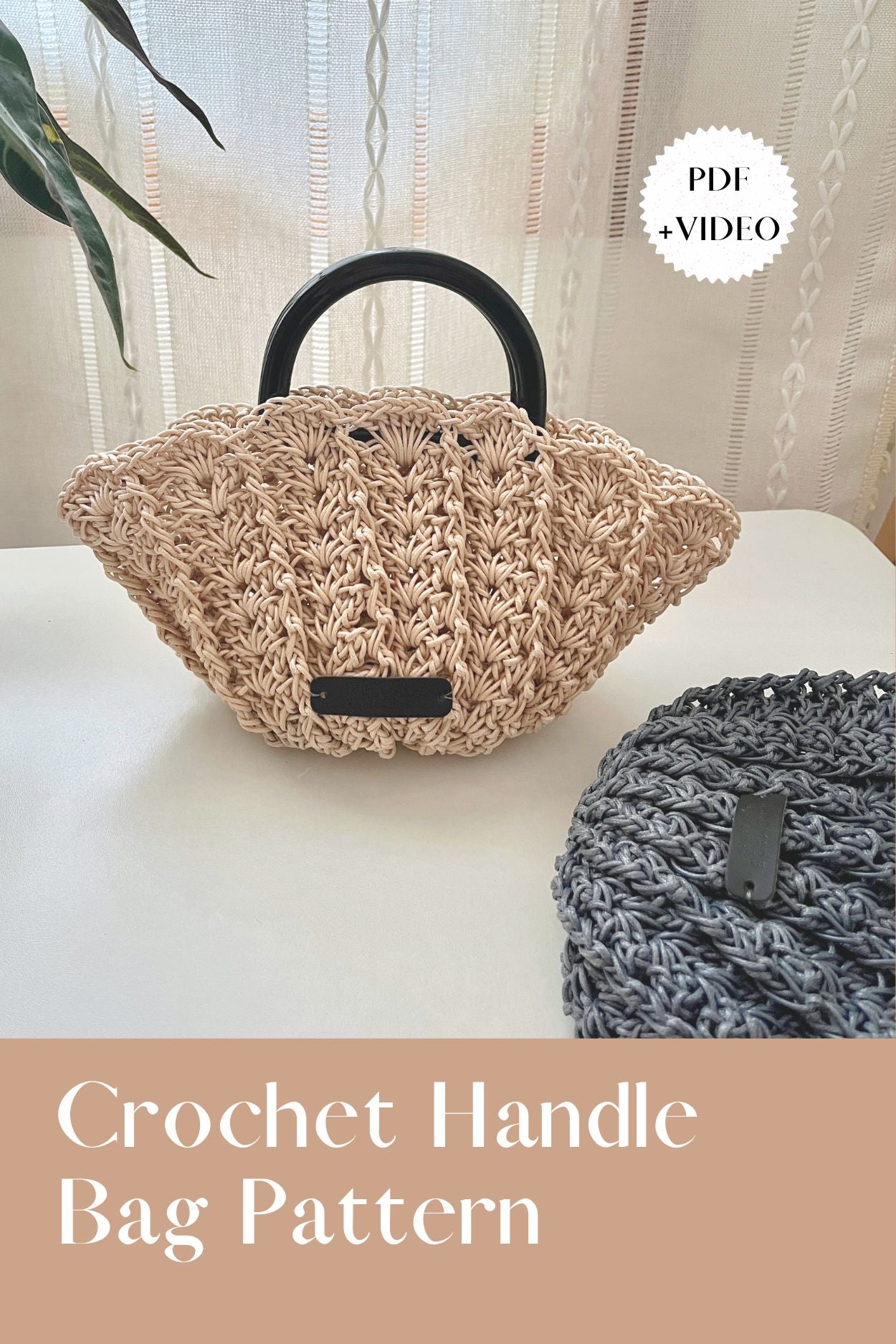 Crochet handle Bag Pattern (Digital PDF + Video Tutorial)